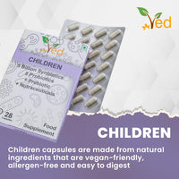 VED Children Complex Probiotics and Prebiotics Complex - 5 Billion CFU - 28 Probiotic Complex Capsules for Children - Lactobacillus helveticus, Rhamno. 28 Days Supply.
