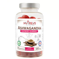 Nutrilus Ashwagandha Root Extract Gummies 600mg – 1200mg per Serving - High Strength – 5% Withanolides – Natural Flavour Vegan Gummy Supplement (60 Gummies)