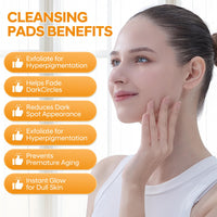 FW Stores Pack of 55 Pure Kojic Acid & Turmeric Cleansing Pads for Deep Facial Skin Cleaning, Skin Moisturizing, Improve Uneven Skin Tone and Gently Healing Acnes