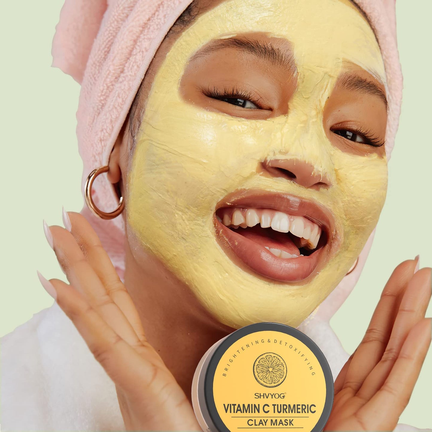 Clay Face Mask Kit, Vitamin C Clay Mask with Turmeric, Dead Sea Mud Mask, Green Tea Mask, Rose Clay Mask, Skin Care Facial Mask for Deep Cleansing, Controlling Oil and Refining Pores (240g in Total)