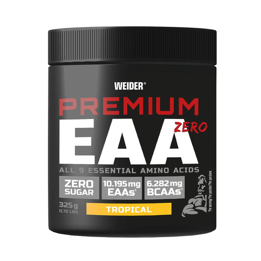 Weider Premium EAA Zero (325g) Tropical Flavour. All 9 Essential Amino Acids, with 10.195mg EAAs + 6.282mg BCAAs per Serving, Zero Sugar, No Fat, Vegan, No Artificial Colours, No Fillers