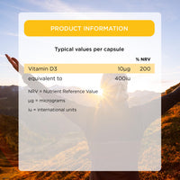 Healthspan Vitamin D3 10µg (8 Months' Supply) | Support Your Immune Health & Promotes Healthy Bones, Teeth & Muscles | Vegetarian