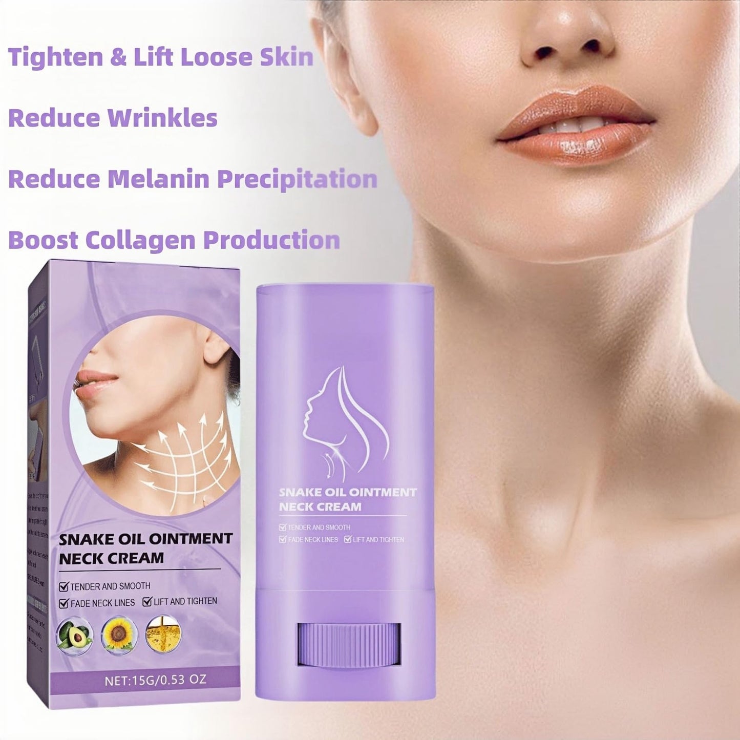 Jinjiar 2PCS Samu Neck Firming Cream,Wak Firming & Lifting Neck Cream,Anti Aging Neck Cream for Sagging and Tighten,Firming Cream for Loose Skin,Ne-ck Tightening Products,Ne-ck Tightening Cream,Ne-ck Firming