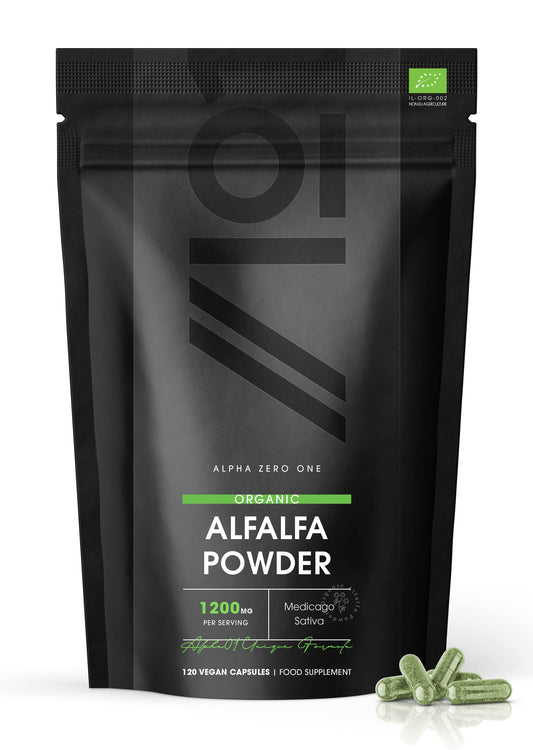 Organic Alfalfa 1200mg - Pure & Potent Powder – Certified Organic, Non GMO, Gluten Free, Halal – 120 Vegan Capsules