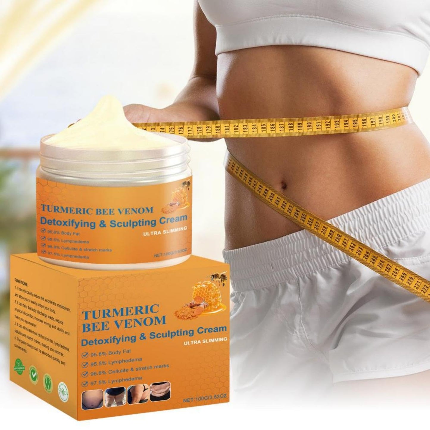 RubyTint Turmeric Bee Venom Body Cream with Ginger β Lightweight Moisturizing Body Lotion for Men & Women, Natural Ingredients for Smoother-Looking Skin & Massage Use, 100g (2pcs)