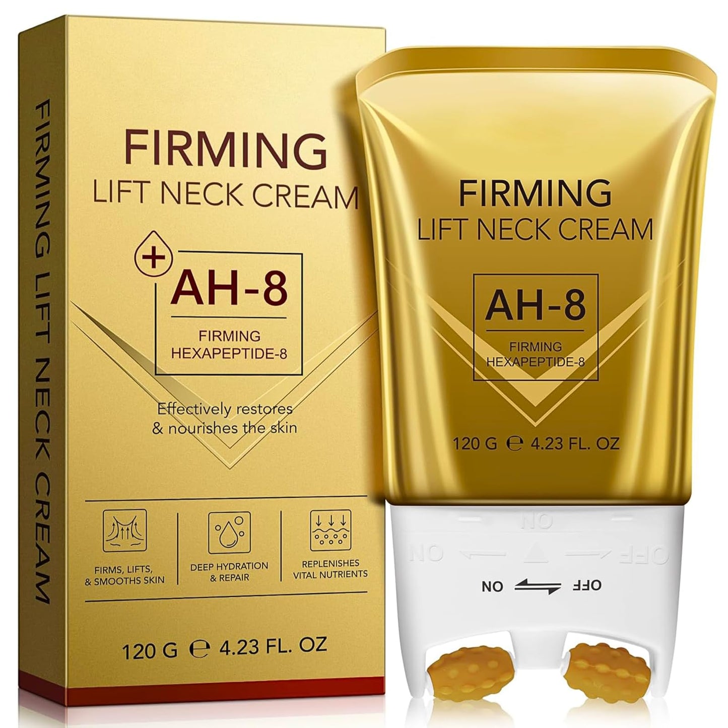 IZBEAUVO AH-8 Firming Neck Cream, Neck Firming Cream with Roller, AH8 NeckFirming Cream for Crepey Skin Body Care Comfort, Contain Hexapeptide, Moisturizing, Tightening Lotions Cosmetic Skin Care Repair