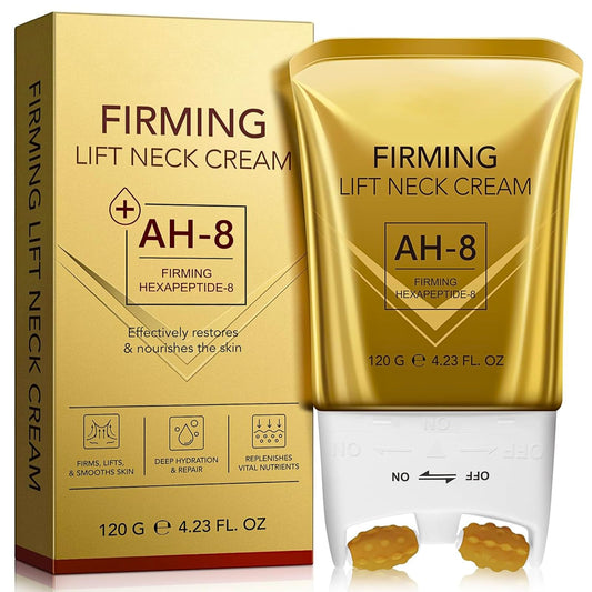 IZBEAUVO AH-8 Firming Neck Cream, Neck Firming Cream with Roller, AH8 NeckFirming Cream for Crepey Skin Body Care Comfort, Contain Hexapeptide, Moisturizing, Tightening Lotions Cosmetic Skin Care Repair