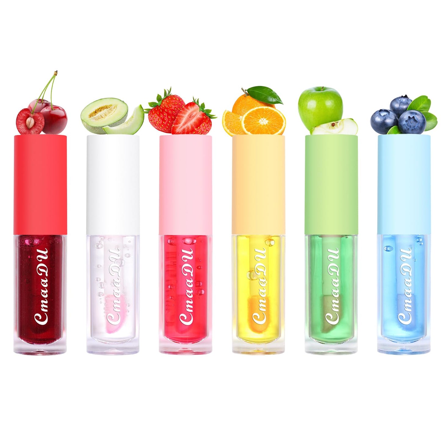 Lip Oil Tinted, MKNZOME 6pcs Moisturizing Fruity Lip Glow Oil Plumping Lip Gloss Non-sticky Lip Plumper Tinted Lip Balm Lip Care Make Up Gifts for Women Gilrs Daily Lip Care Repairing &Lip Makeup