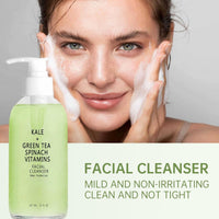 SingHao Kale + Green Tea Face Cleanser,Kale and Green Tea Spinach Vitamin Cleanser,Green Tea Foam Cleanser,Natural Face Wash for Deep Cleansing,Green Tea Age Prevention Cleanser,Gentle Facial Cleanser