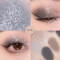 GEEWHILE Black Eyeshadow Palettes, Smoky Eye Shadow Pallets For Women, Long Lasting 9 Colors Shimmer & Matte Eyeshadow Make-Up Palettes, Highly Pigmented Black Silver Gray White Eyeshadow