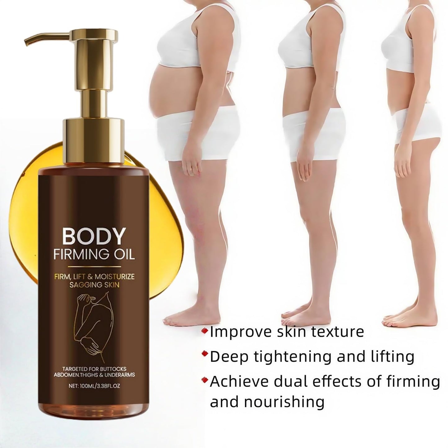 QinZiEn Magic Body Oil Firming,Skin Tightening Cream Body,Body Oil for Women,Body Moisturiser,Massage Oi-l,Silken Essence Magic Bod-y O-il,Firming Bo-dy Oi-l for Saggy Skin,Hydrating Tightening B-ody O-il