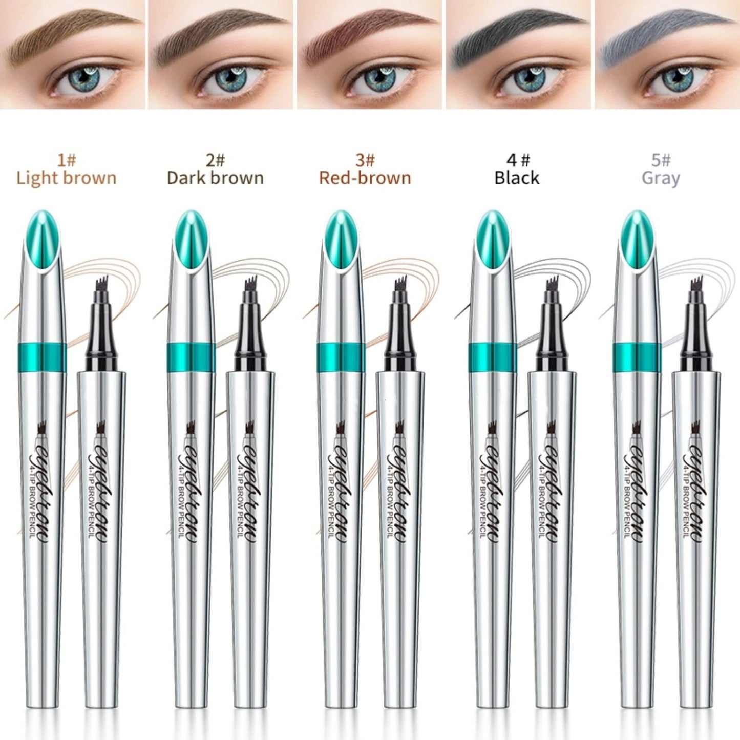 EHIOG Eyebrow Pencil, Microblading Waterproof Eyebrow Pen, Eye Brow Makeup Tool Eyebrow Pencil with 4 Micro-Fork Tip Long-Lasting Brow Tint, for Natural Eyebrow Hair Makeup-03#RedBrown