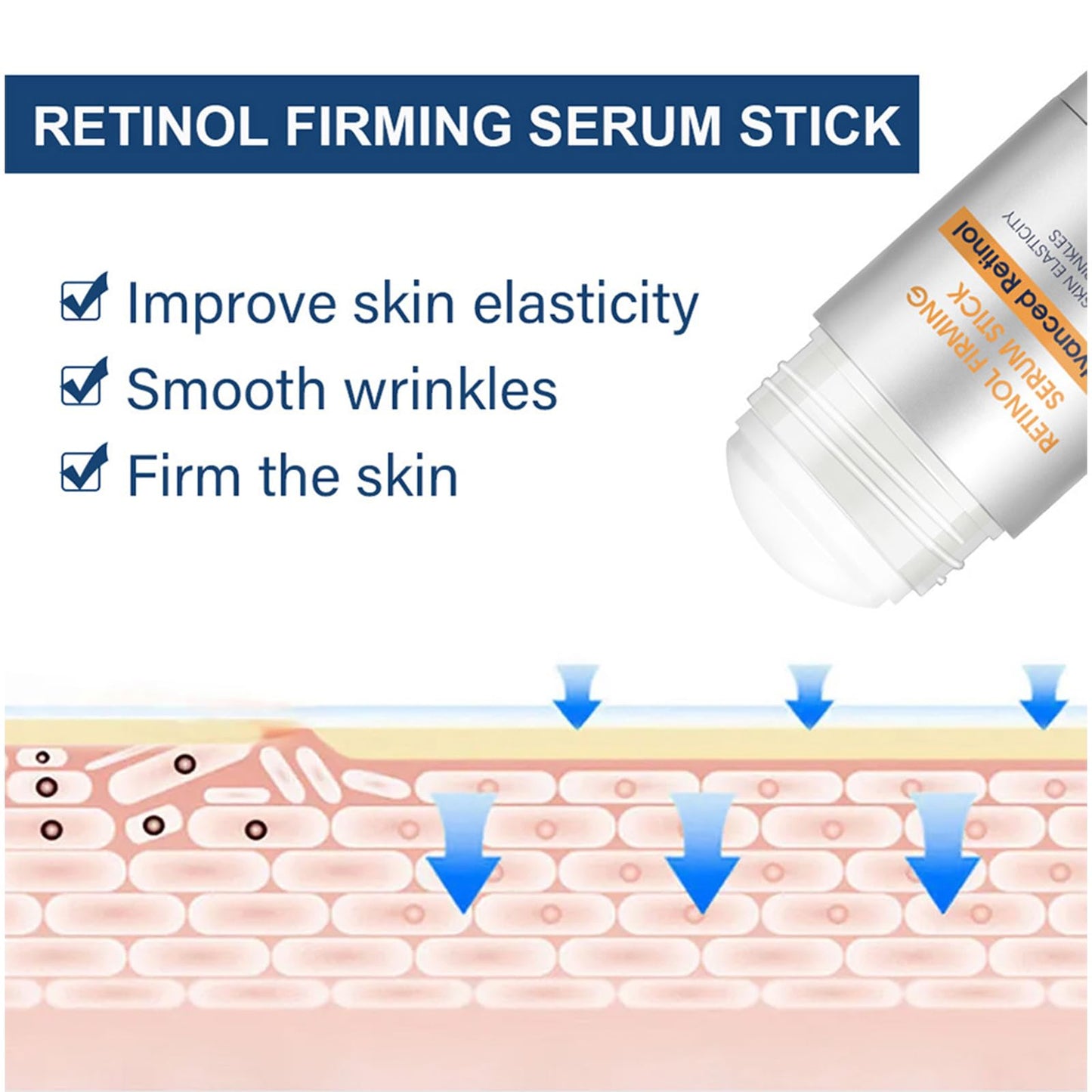 ThamGlow Retinol Stick, Wrinkle Filler Retinol Serum For Face & Body, Neck Firming Cream For Loose Skin, Skin Tightening Cream For Face – Lifts, Tightens & Smooths Fine Lines – Visibly Firmer Skin
