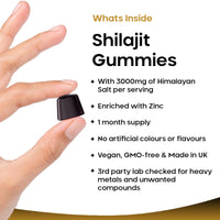 Shilajit Gummies - Enriched with Zinc & Vitamin B6 - High Strength 3000mg Pure Himalayan Shilajit Gummies Providing 50mg Fulvic Acid - Berry Flavoured, Vegan Shilajit Gummies by New Leaf