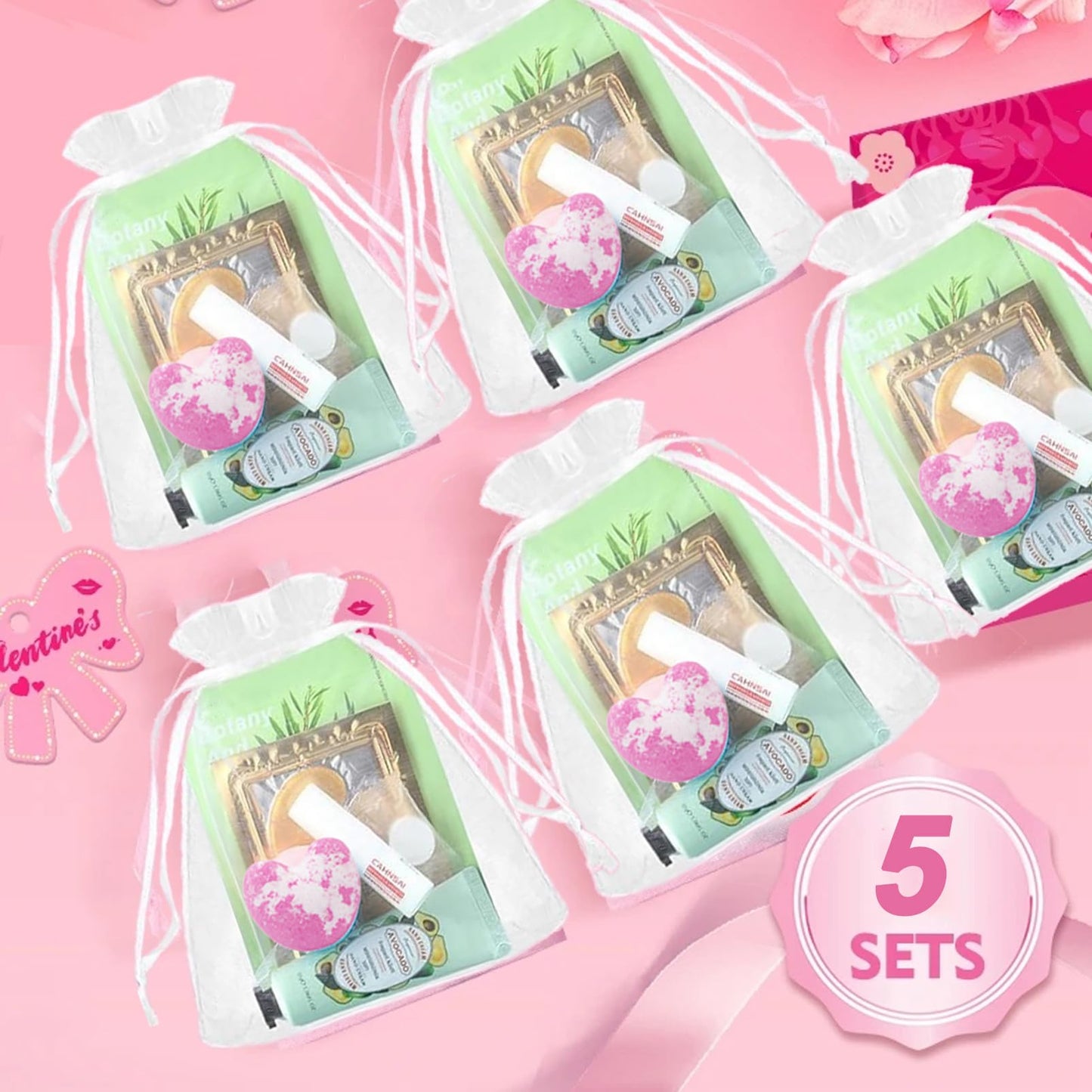 MEITREND Sleepover Kit,Sleepover Party Supplies For Girls,40pcs/5 Set Pamper SPA Party Supplies With Facial Masks Skincare,Eye Patches Hand Cream,Lip Balm,Foot Bath Bombs,Gift for Sleepovers and Birthdays