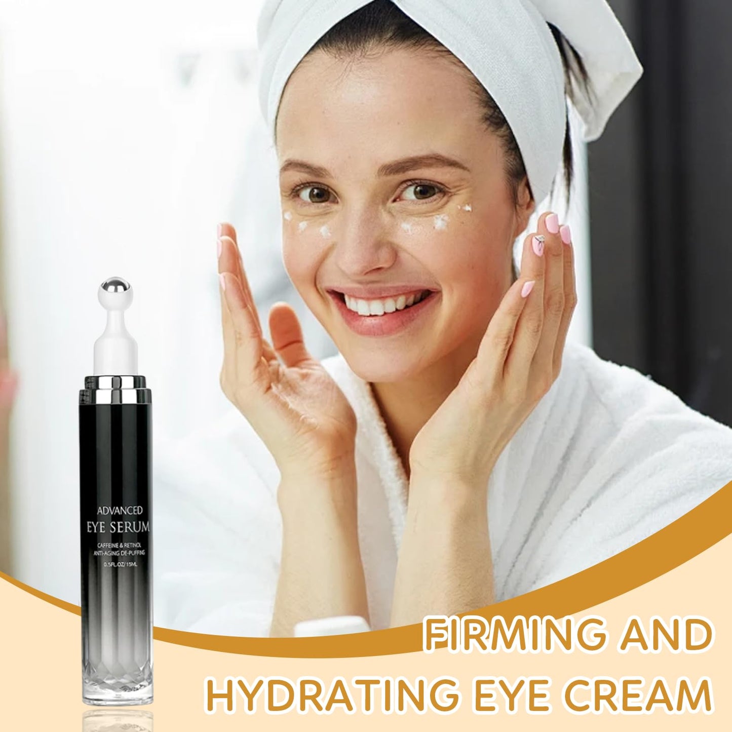 Generic Eye Cream with 5% Caffeine, Reduces Dark Circles, Anti-Wrinkle & Firming, Depuffing Eye Serum, Unisex Eye Care, 15ml