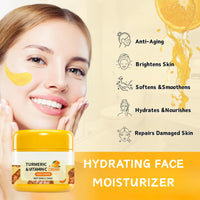 IZBEAUVO Turmeric & Vtamin C Cream, Brightening Face Cream, Natural Hydrating Day Cream for Sensitive Skin, Non-Greasy Face Moisturiser for Normal, Dry, Oily & Combination Skin - 1.76 Fl Oz
