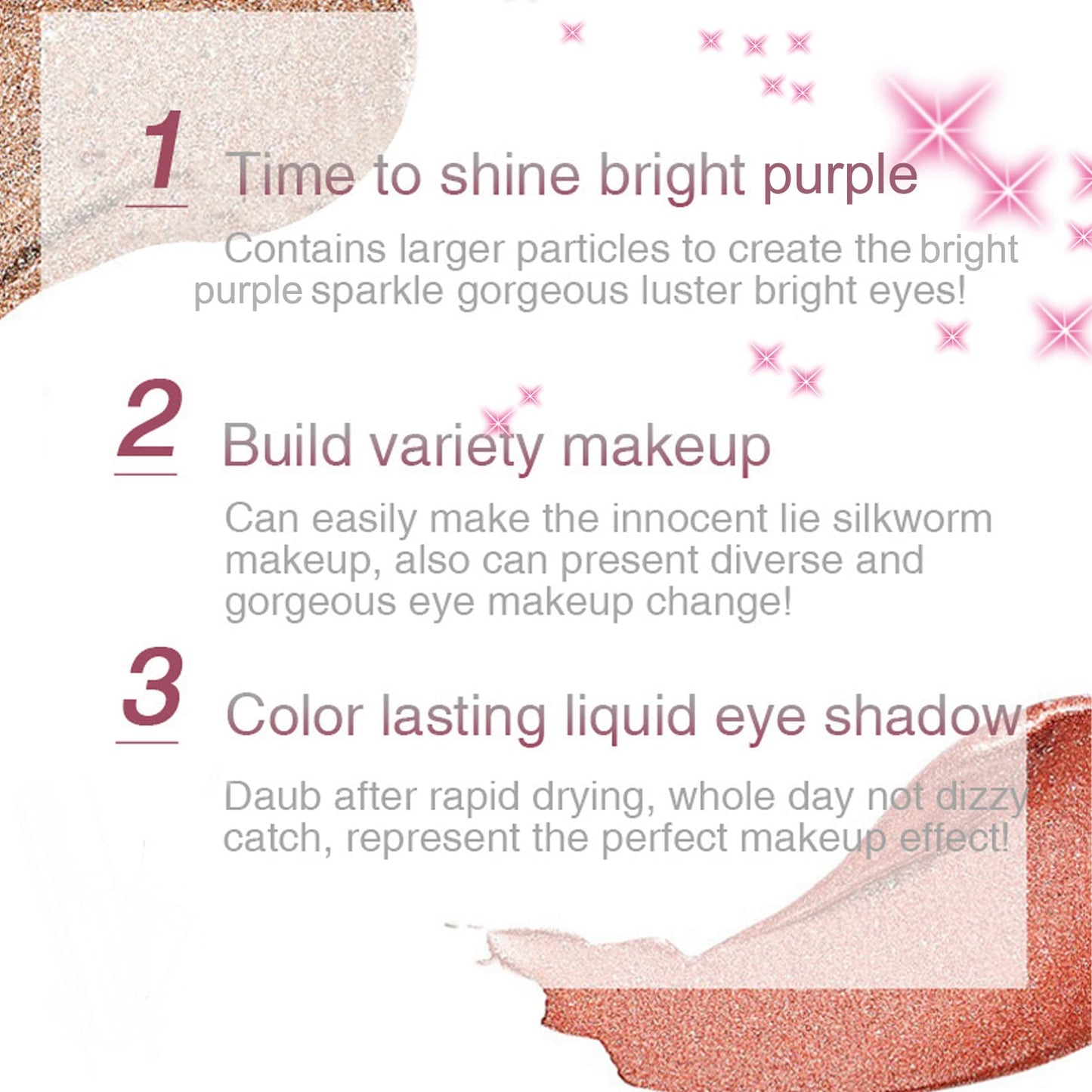 SONGQEE Glitter Liquid Eyeshadow, Metallic Matte Shimmer Sparkly Eye Shadows Glitter Eyeliner Liquid, Long Lasting Waterproof Quick Drying Eye Make up Kits(Purple)