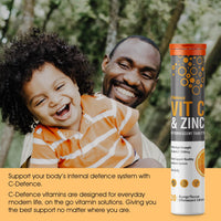 Vitamin C 1000mg & Zinc 15mg Orange Flavour Effervescent Tablets by Club Vits (4 Tubes of 20 Tablets)