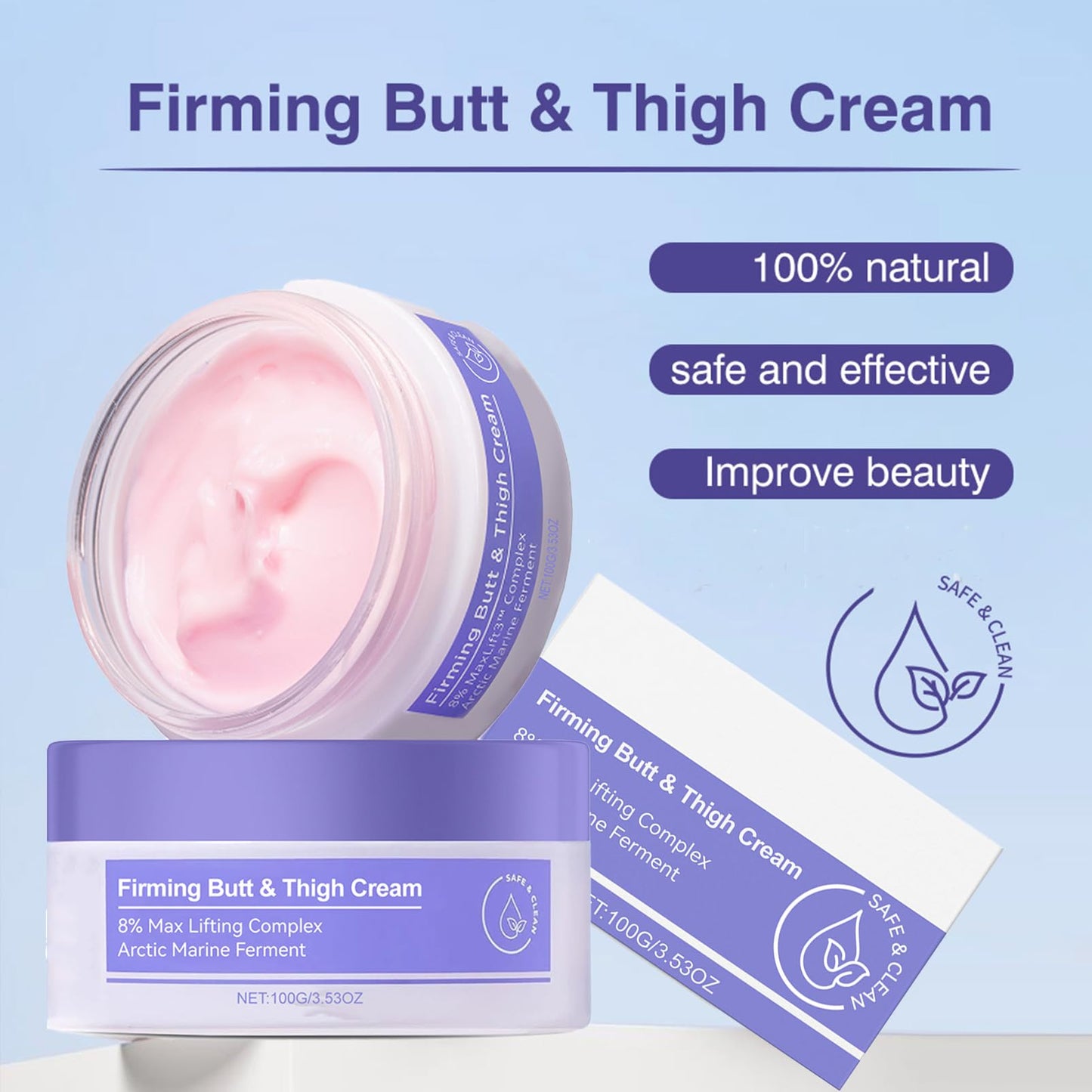 Firming Butt & Thigh Cream - Sculpt & Tone Arm Cream - Crepey Skin Treatment Smooths Wrinkles, Deeply Hydrates - Firming Cream For Loose Skin - Body Moisturizer for Women