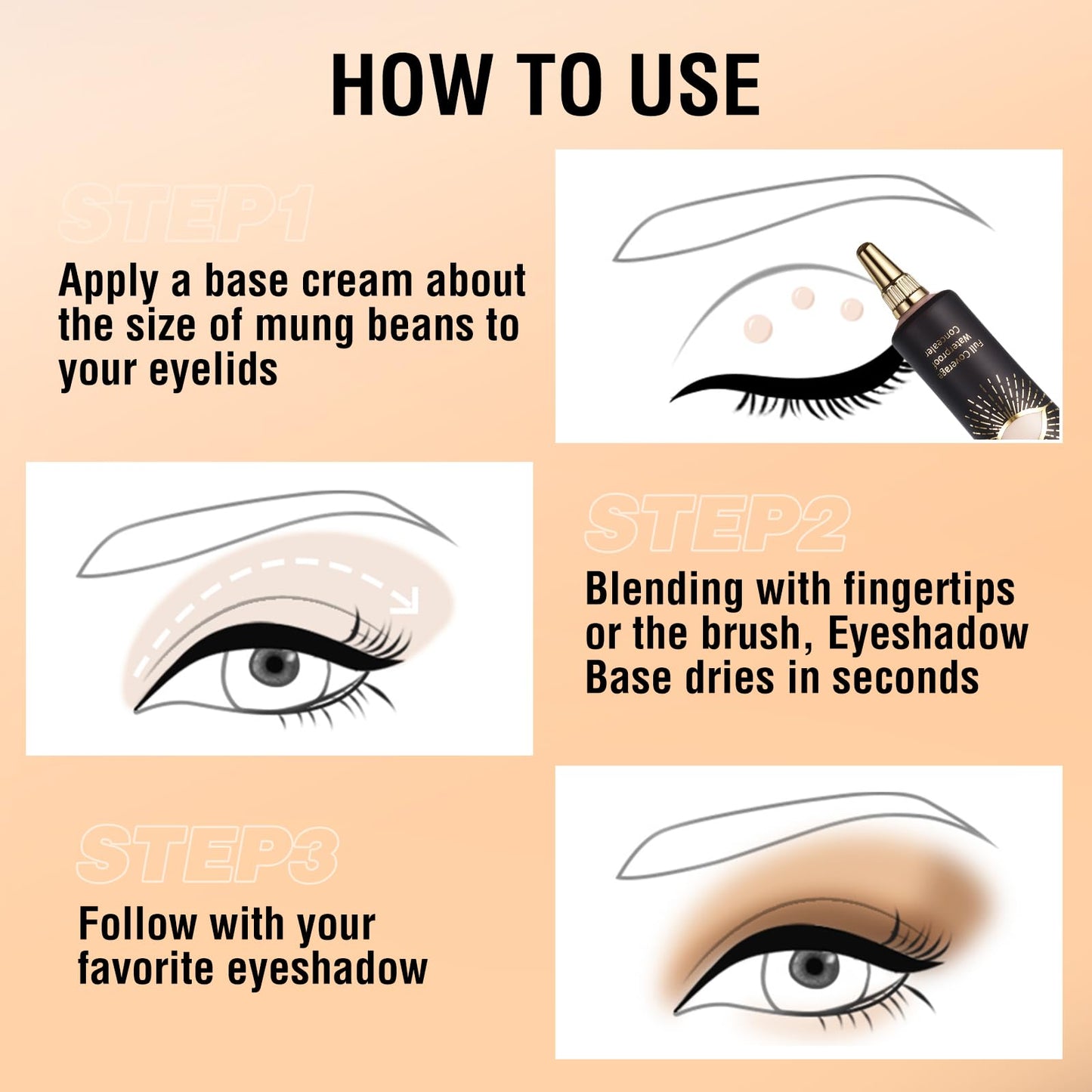 OKAQEE Eyeshadow Primer - Cream Eye Primer - Eye Base for Long Lasting Eye Makeup - Cream Colorful Eyeshadow Base for Eyelid - Matte Full Coverage Concealer Makeup for Mature Skin (02 MEDIUM)