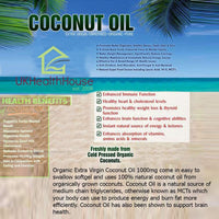 UKHealthHouse Premium Extra Virgin Coconut Oil softgel 1000mg x 180 Capsules Skin & Hair Rich MCT Oil - Cold Pressed Oil Potency - Trans-Fat Free
