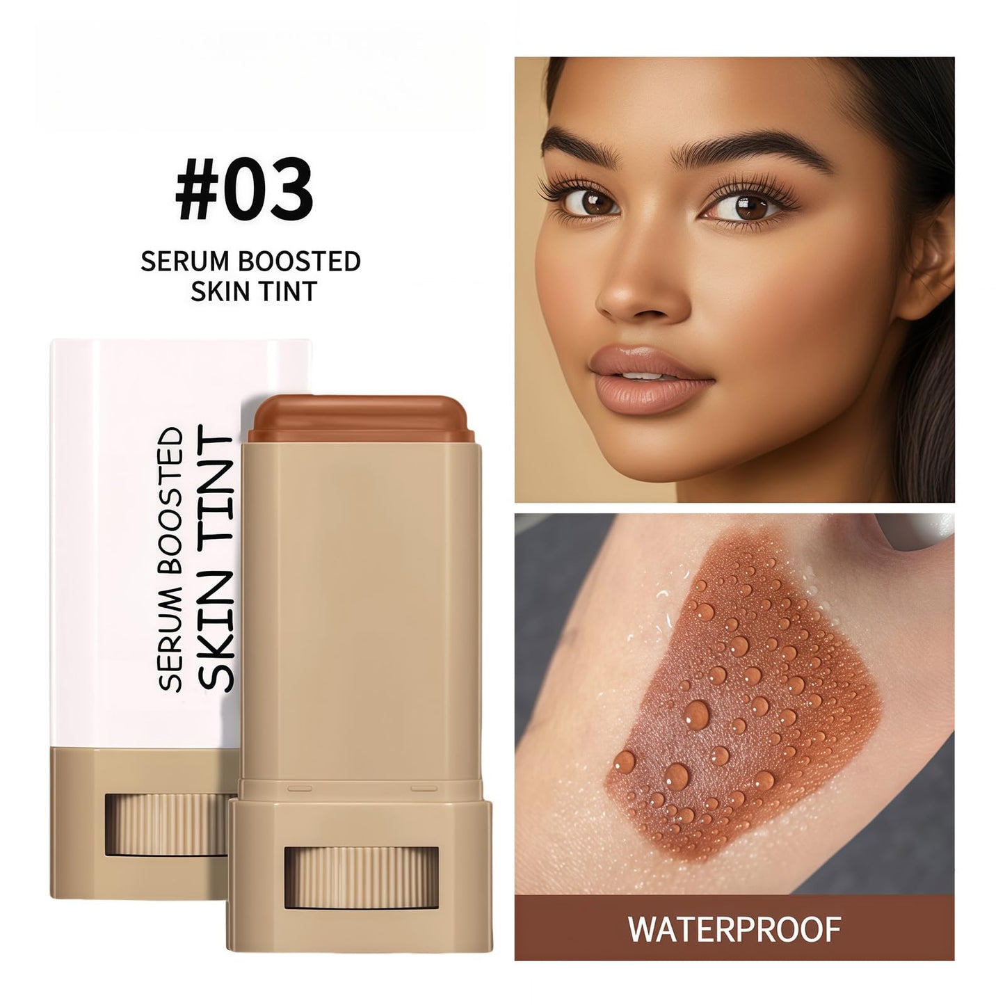 Coloroom Skin Tint Foundation Stick – Hydrating Tinted Moisturiser & Portable Beauty Balm Serum Boosted Makeup Stick for Face
