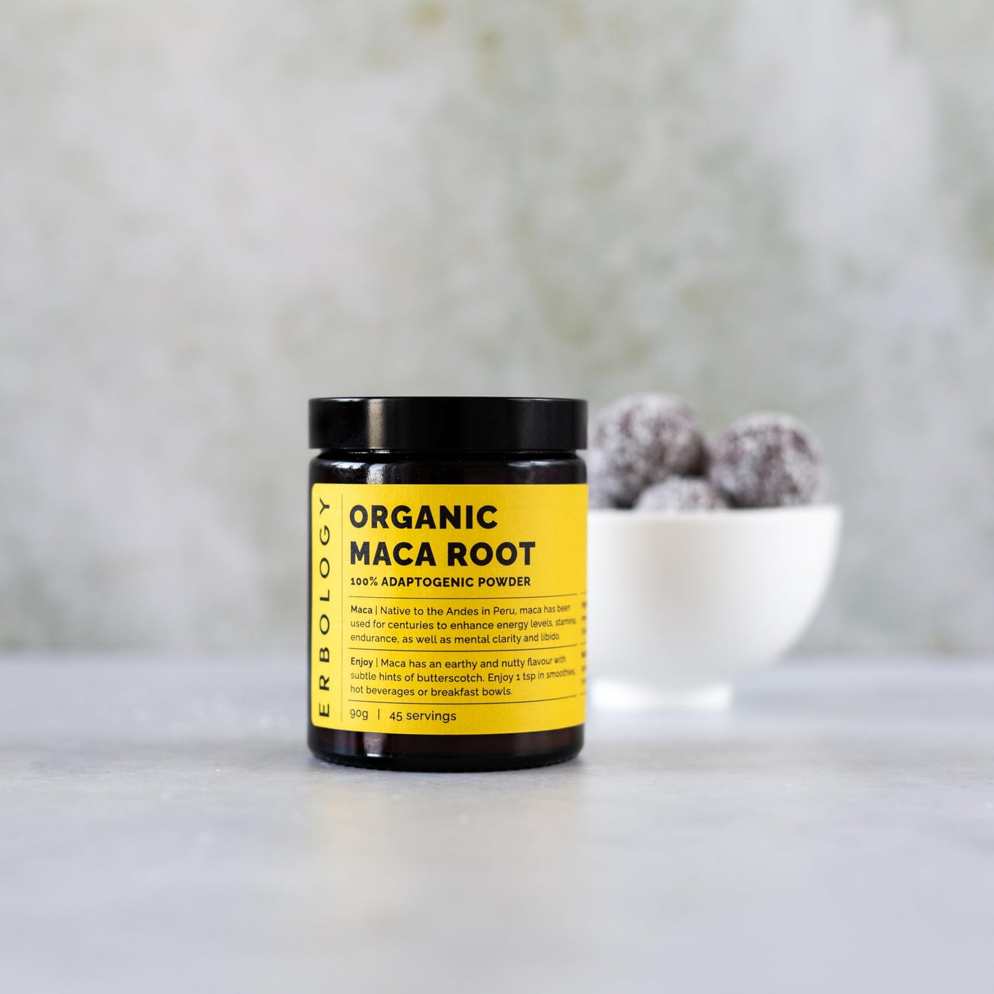 Erbology Organic Maca Root Powder 90g - 45 Servings - Gelatinised - Energy and Endurance Support - Sustainably Sourced Straight from Farm in Peru - Small Batch - Vegan - GMO-Free