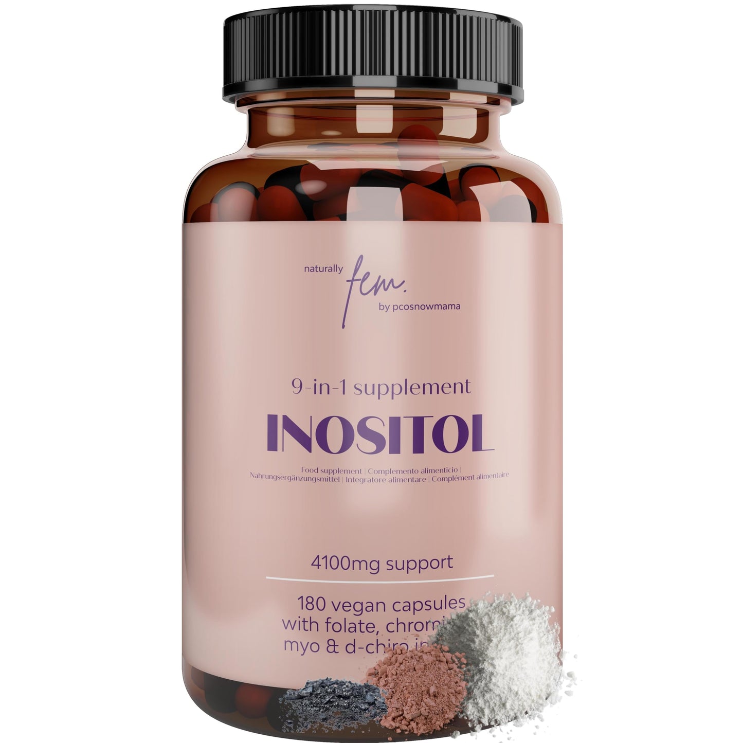 Inositol Myo & D-Chiro PCOS 4100MG Vegan Capsules, Hormonal Balance, Fertility Supplement, Preconception, Pregnancy & Ovarian Support, 9-in-1 Inositol, Folate 5-MTHF, Chromium, Zinc, VIT B6, B12 & D3