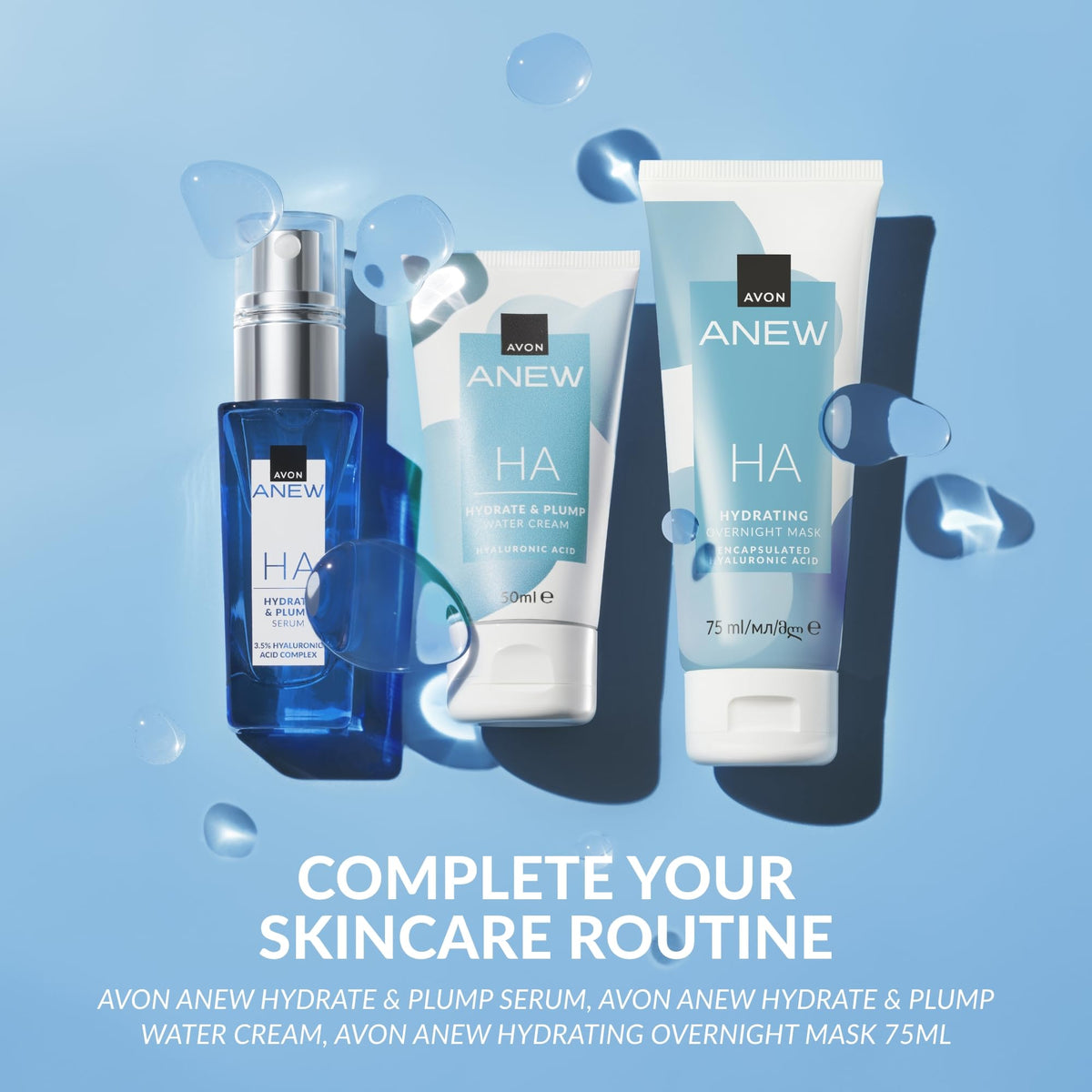 Avon Anew Spa at Home Hydrating Hyaluronic Gift Set, Contains Hydrate & Plump Serum 30ml & Water Cream 50ml, Quench Thirsty Skin and Lock in Hydration, Cruelty Free