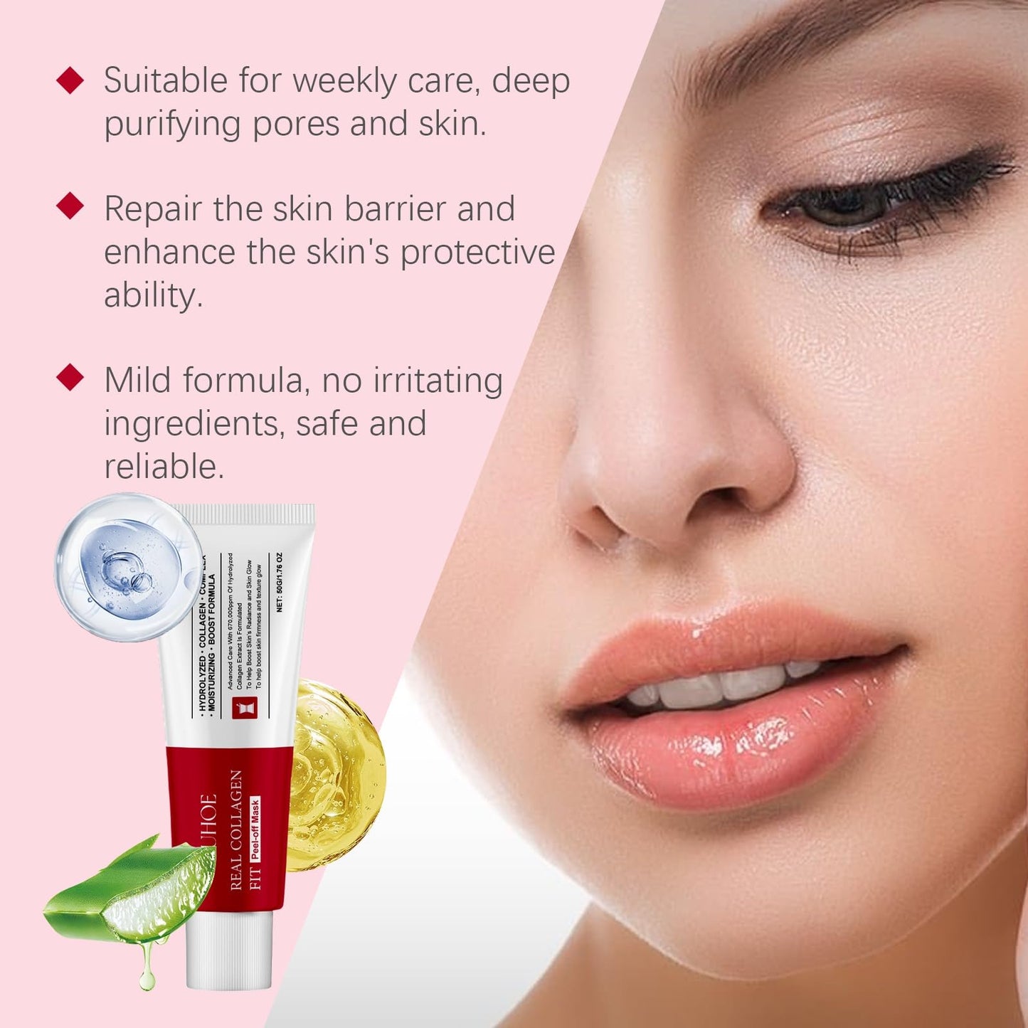 Real Collagen Fit Peel-Off Facial Mask,Collagen Night Wrapping Mask,Collagen Peel-Off Facial Mask,Korean Collagen Face Mask,Facial Mask,Peel-Off Face Masks,Collagen Mask,Face Mask Peel-Off,50g