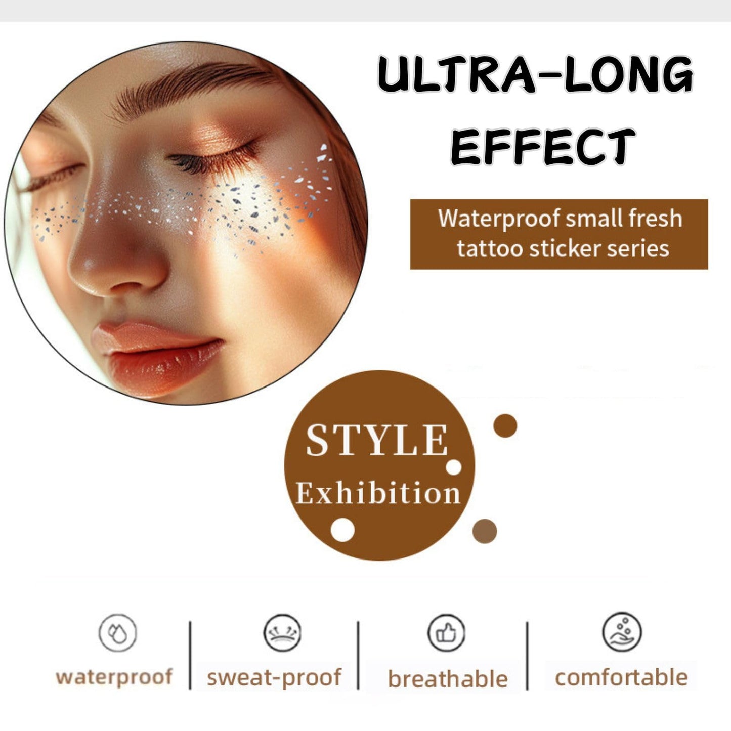 SHEBEEDO 12Pcs Glitter Freckles Face Tattoo,6 Styles Holographic Multichrome Glitter Freckle Face Tattoo,Waterproof Sparkle Temporary Tattoo Cute Star Patches for Festival Rave Makeup Accessories