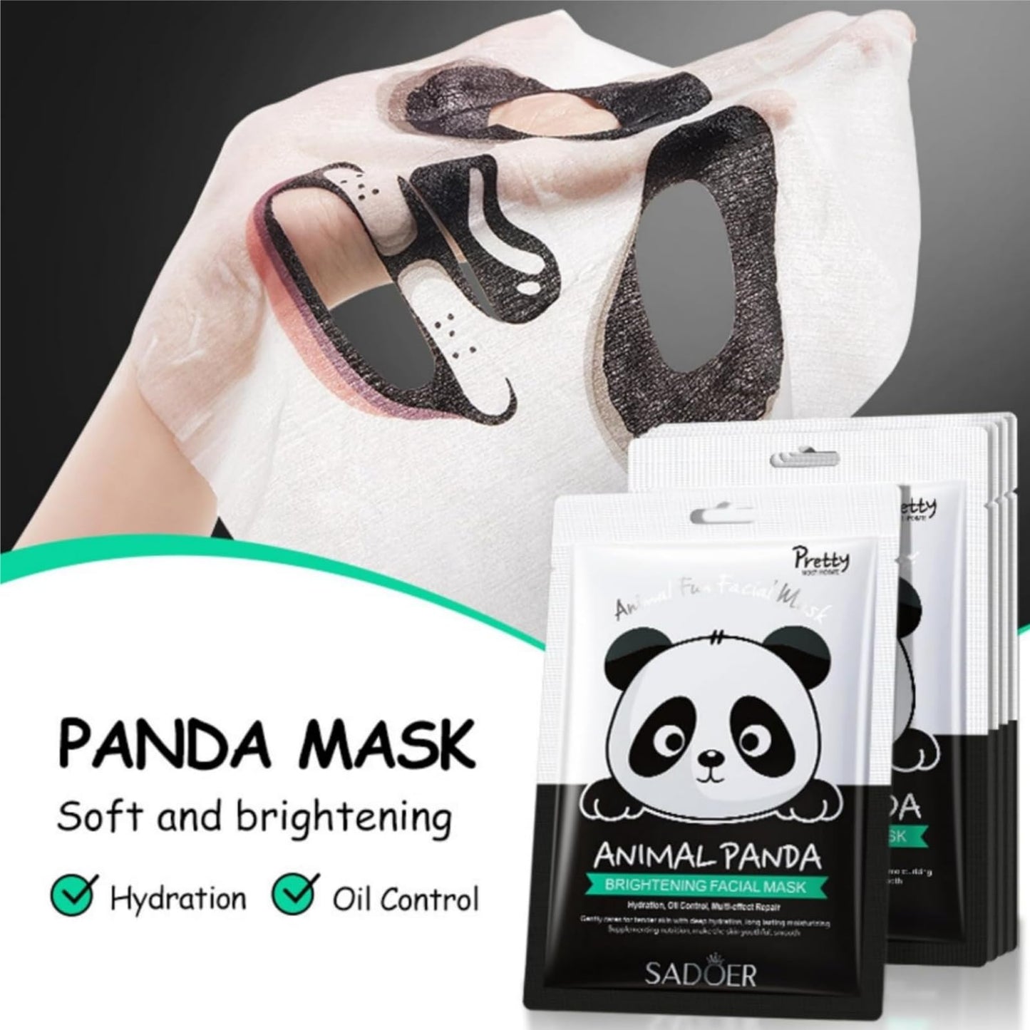 4PCS Panda Face Mask,Face Masks Skincare,Funny Faces Masks,Fun Animal Sheet Mask,Deep Hydrating, Brighten, Moisturize,Elasticity Improve Tighten Skin,Soothe For All Skin Types