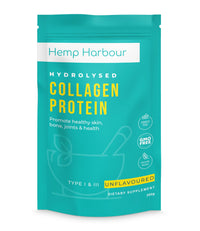 Hemp Harbour Hydrolysed Bovine Collagen Peptides Powder - Halal Certified, Grass-Fed, Non-GMO - Supports Skin Elasticity, Joint Health & Muscle Recovery - 300g, Unflavored - High Absorption & Bioavailability