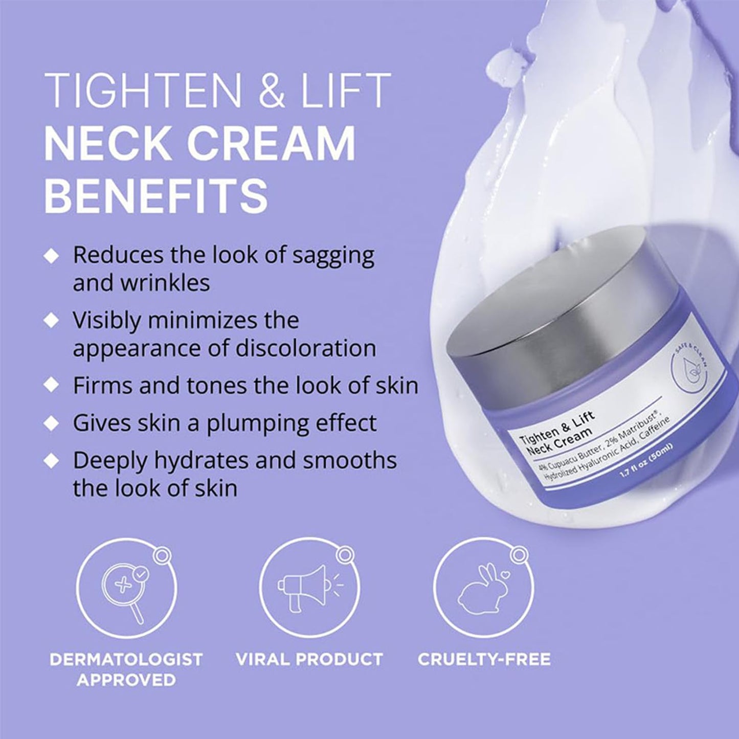Tighten and Lift Neck Cream,Neck Firming Cream for Sagging Skin,Neck Tightening Cream with Collagen,Firming Cream for Loose Skin,Tighten & Lift Firming Neck Cream,Anti Aging Neck Cream-50ML