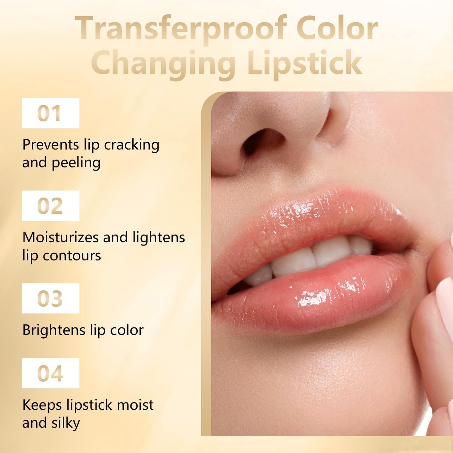 WujialingMM 2PCS Transferproof Color Changing Lipstick,Gold Crystal Colors Changing Lipsticks,Color Changings Lipstick Gold Foil,Moisturizer Long Lasting Lip Balm for Women