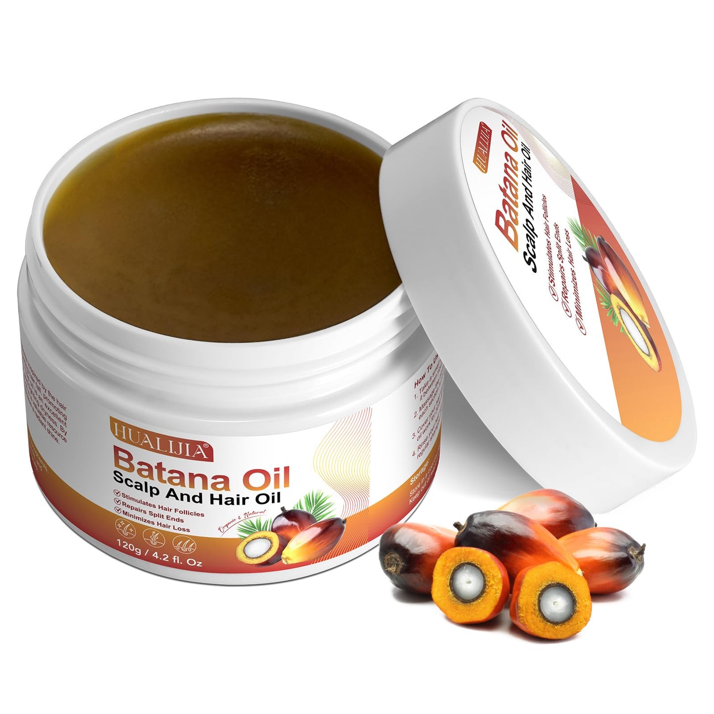 NIFEISHI Raw Batana Oil for Hair Growth and Repair, Pure & Organic Batana Oil from Honduras Stimulate Hair Growth, Prevent Hair Loss and Enhances Hair Thicknes, 120g