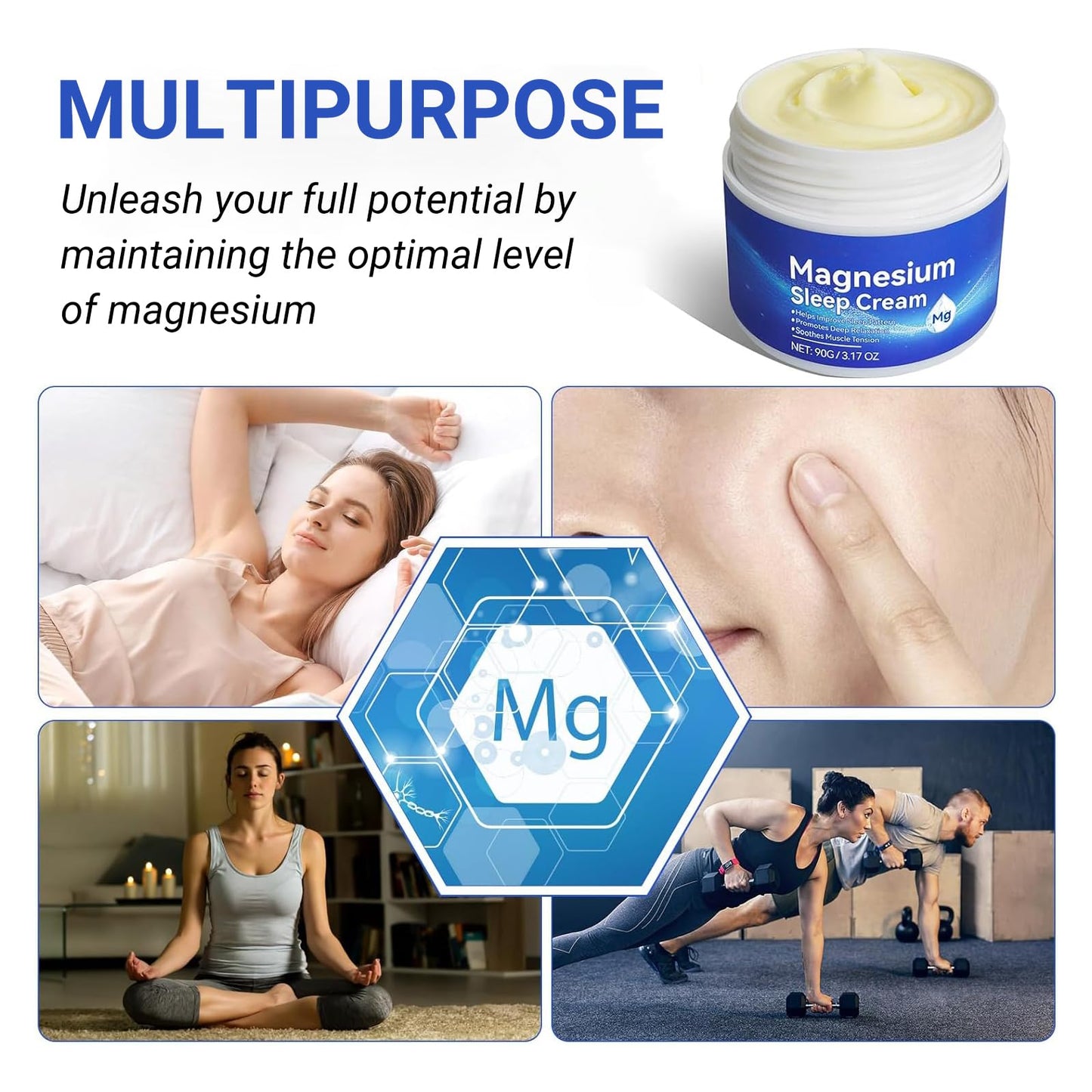 Magnesium Cream for Sleep & Muscle Relaxation, Skin Calming Moisturizing Butter with Magnesium, Sleep Support & Muscle Relaxation