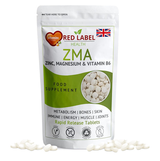 Red Label Health ZMA Supplements for Men & Women 200 Tablets - High Strength Sleep Aid & Muscle Recovery - ZMA Tablets Zinc Magnesium and Vitamin B6 Better Sleep Tablets Vegan | UK