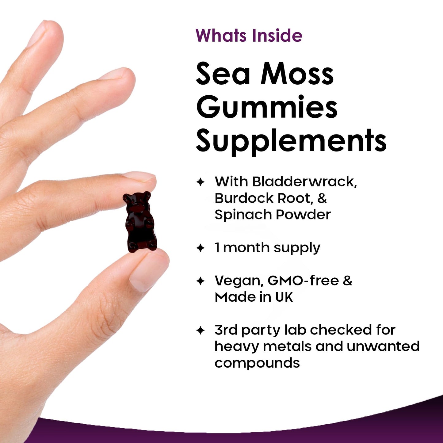 NEW LEAF PRODUCTS Sea Moss Gummies - 60 Gummies Enriched with Irish Sea Moss, Burdock Root and Bladderwrack - High Strength 3000mg Vegan Vitamin Gummies - Seamoss Gummies Made in UK by New Leaf