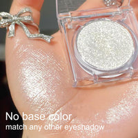 GEEWHILE Glitter White Eyeshadow, Shimmer White Single Eye Make-Up Fine Powder Palette Eyeshadow, High Pigment Long-lasting Sweatproof Single Eye Shadow for Make Up Performance