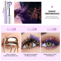 RUICHING Glitter Mascara, Purple Mascara Eye Glitter for Eyelashes, Diamond Shiny Colored Mascara, Long Lasting Smudgeproof Waterproof Sparkling Mascara Eye Make-Up Gift for Women