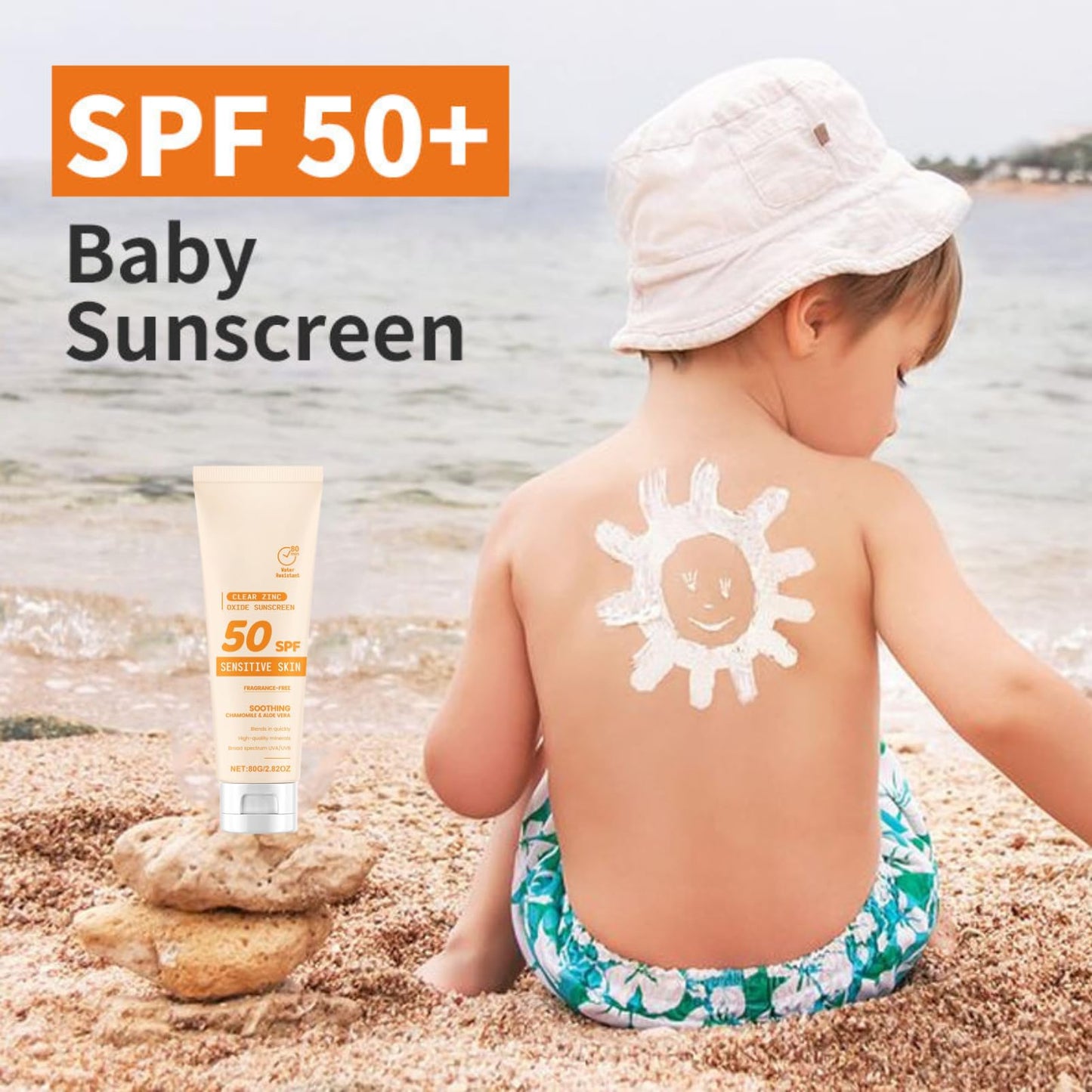 Baby Sun Cream SPF 50 | Kids Sunscreen for Sensitive Skin | Fragrance Free, Waterproof & Sweat-Proof | Mineral Sunscreen with Zinc Oxide & Aloe Vera | Holiday & Travel Essentials for Children