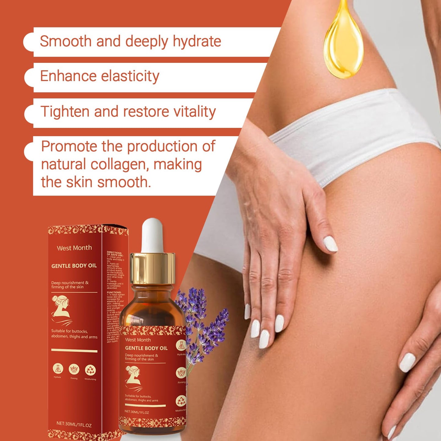 Magic Luxury Body Oil, Magic Body Oil Firming for Women, Natural Ingredients Used to Reduce Fine Lines, Moisturize the Skin, Make it Soft and Firm(30ml)