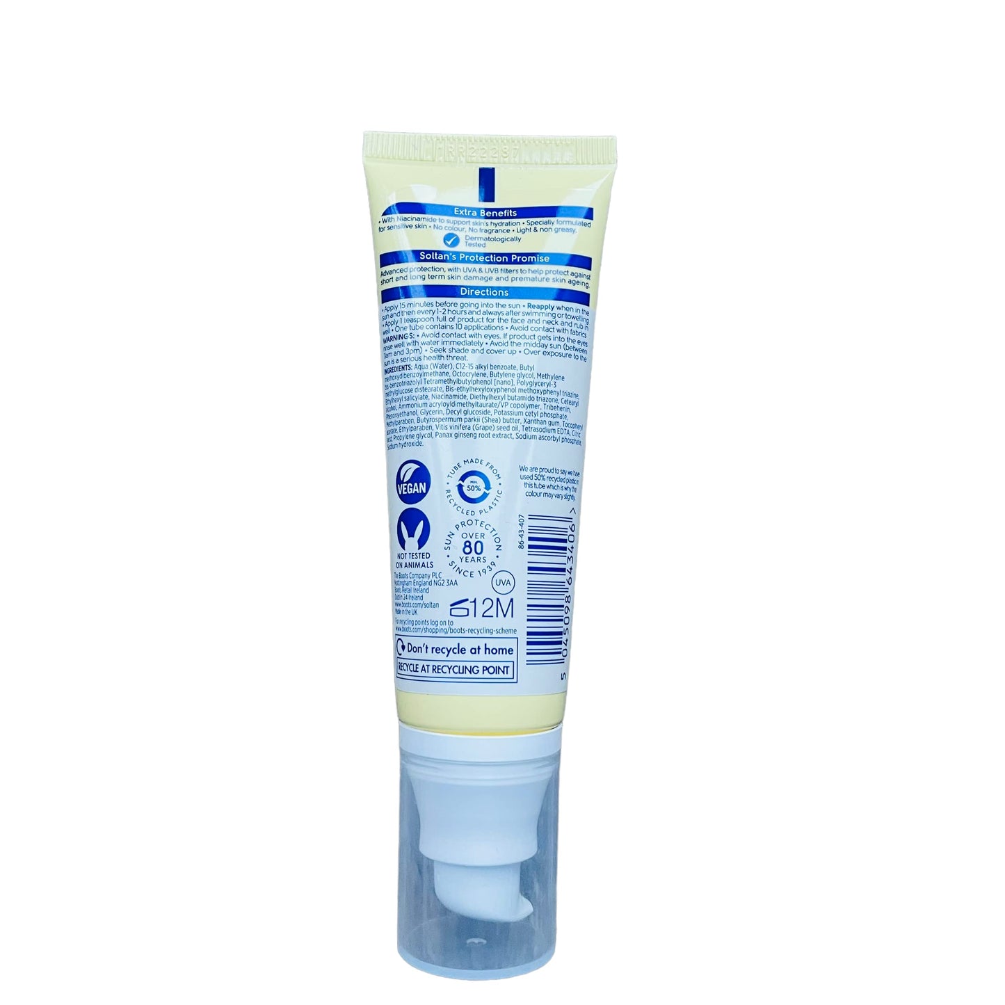 Generic Soltan Hydrating Facial Suncream SPF 50 50ml - with Niacinamide - Sensitive