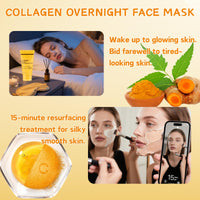 IZBEAUVO Turmeric Collagen Night Wrapping Mask - Peel Off Face Mask for Pore Tightening, Anti-Aging & Blackhead Removal with Vitamin C & Collagen Gel, Hydrating Exfoliating Gel Treat for Dull Skin.