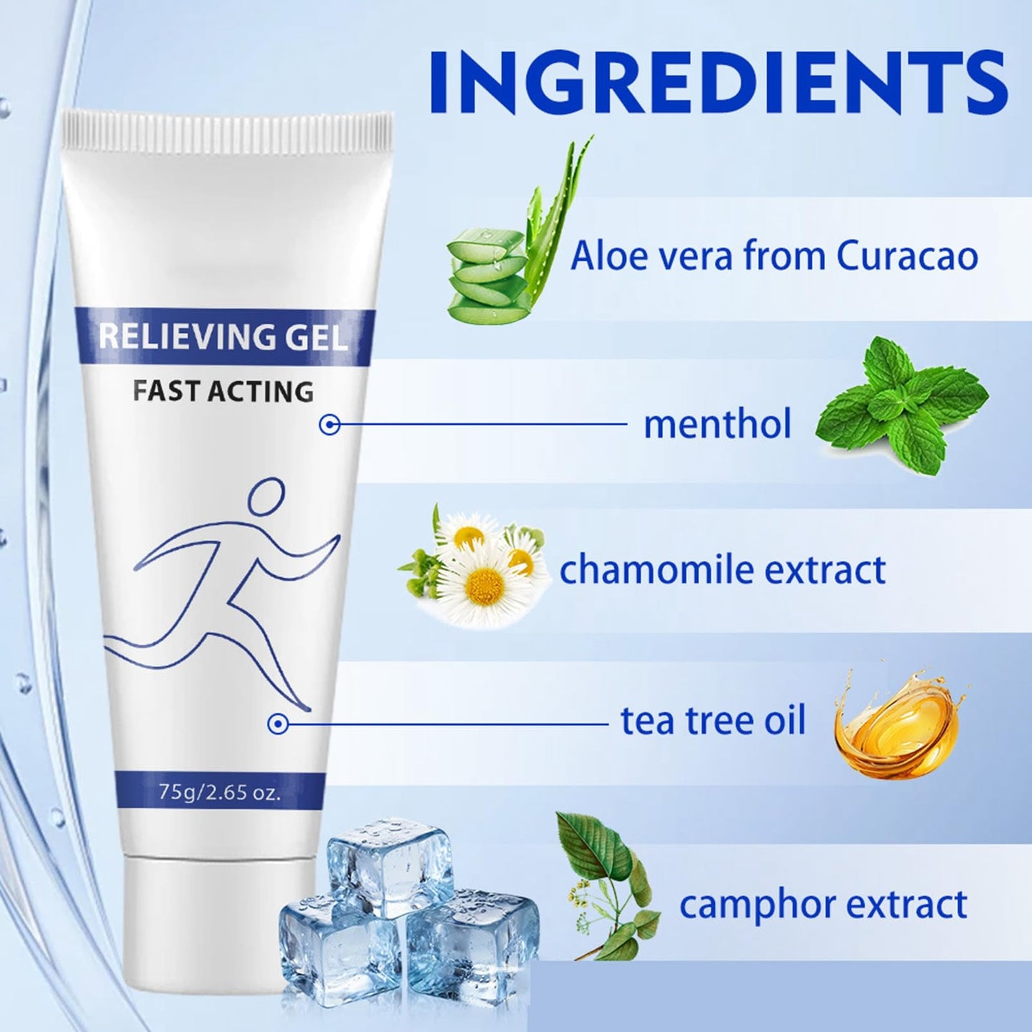 DMQ Soothing Cooling Gel - Relieving Body Gel, Fast Acting Soothing Solution, Instant Cooling Clear Relieving Cream, Body Care Lotions for Waist Leg Knee Shoulder Neck