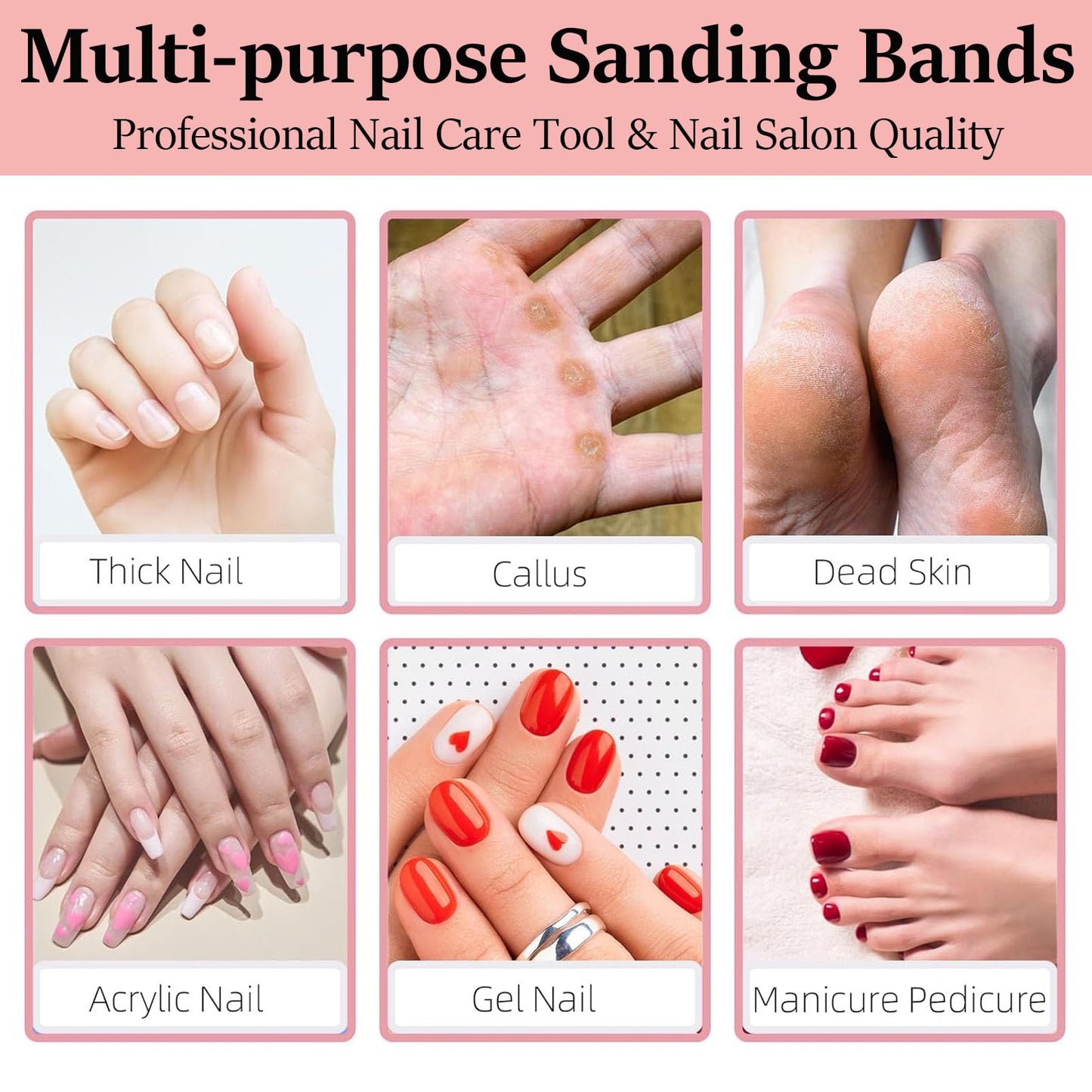 DMQ Sanding Bands for Nail Drill, 100Pcs Mini Extra Fine 240 Grit Nail File Small Nail Sanding Bands Set with Upgrade 2pcs 3/32'' Mandrels Bits for Acrylic Nail Gel Removing Shaping Manicure Pedicure