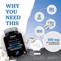 Magnesium Glycinate with Vitamin B6, Zinc and Pantothenic Acid - 120 Vegan Capsules - 250mg Elemental Magnesium from Chelated Magnesium per Serving - High Strength Magnesium Bisglycinate