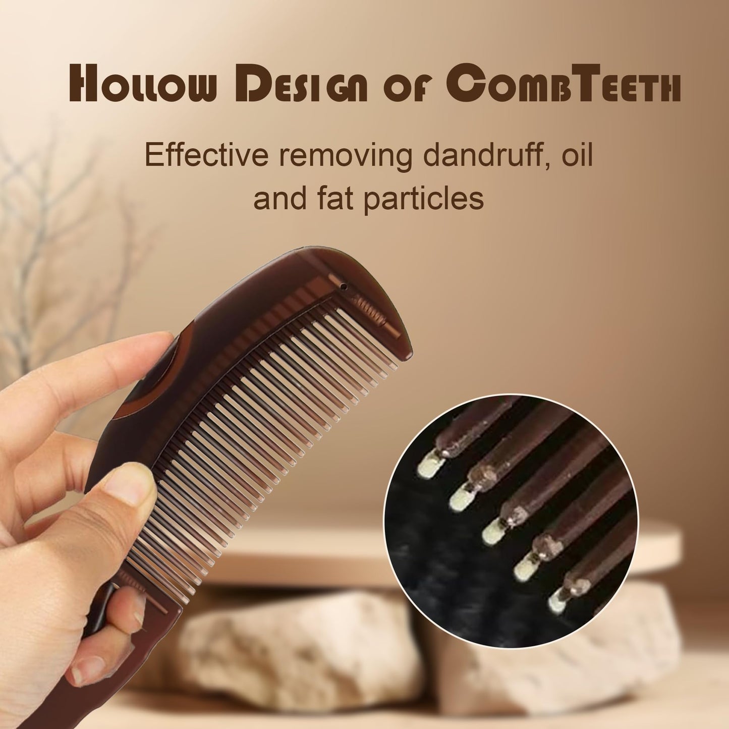 Generic 2Pcs Dandruff Comb Set, Hollow Tooth Scalp Comb with Skin Scraping Handle, 8x2.4 Inch Scalp Detox & Cleaning Combs for Women & Men, Psoriasis Combs for Healthy Hair & Comfortable